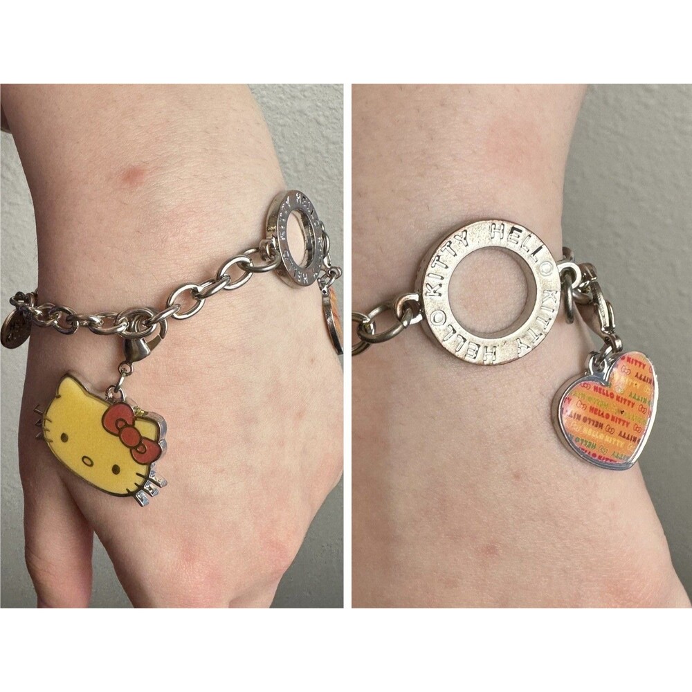 2010 Hello Kitty Charm Bracelet Sanrio Vintage Silver Tone Y2K Kawaii Jewelry